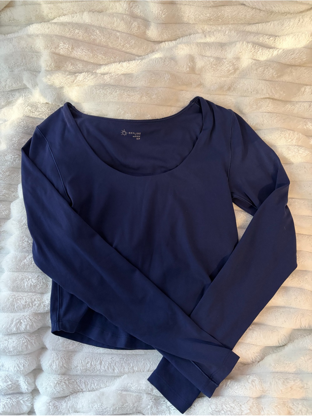 aerie Navy Long-Sleeve Scoop Neck Top